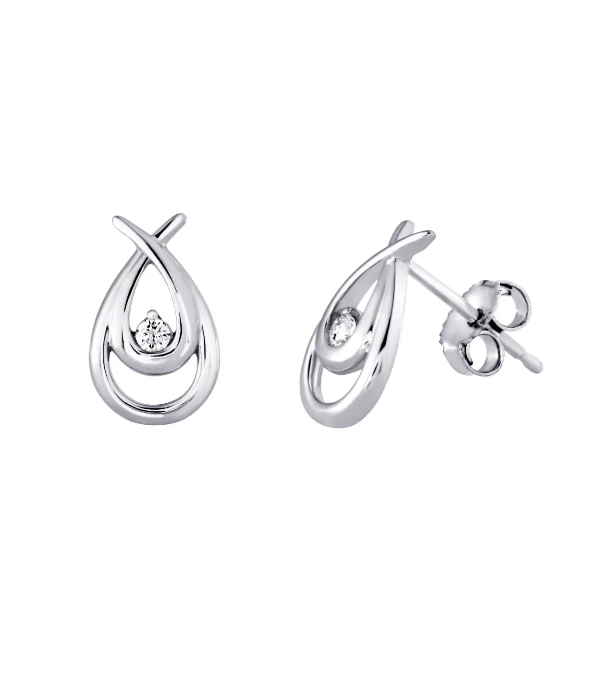10k White Gold 0.05ctw Modern Diamond Pear Design Stud Earrings