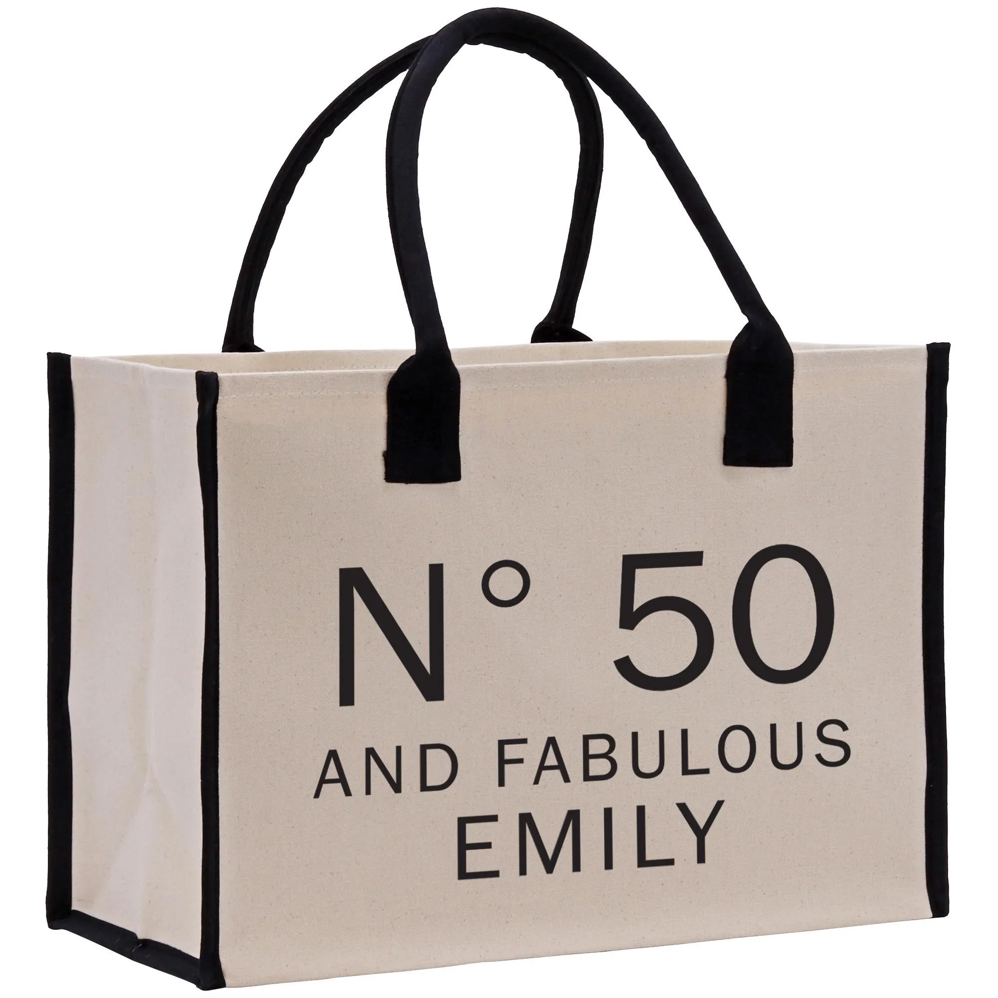 50 Fifty and Fabulous 50th Age Birthday Cotton Canvas Tote Bag 50th Birthday Gift For Women 50th Birthday Celebration Party Gift (BDT1039)