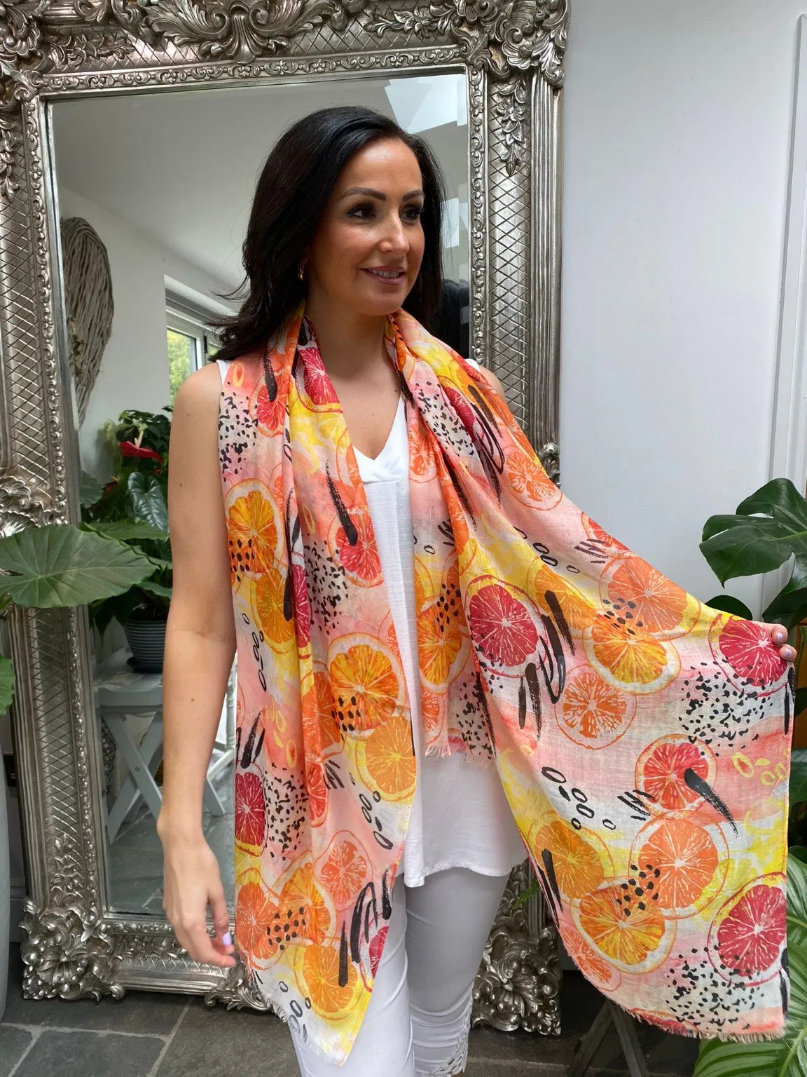 Abstract Orange Print Scarf