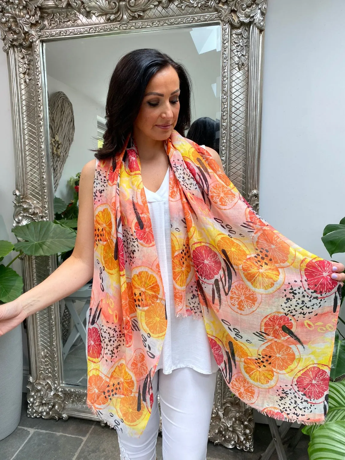 Abstract Orange Print Scarf