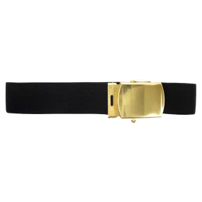 Army Belt: Black Elastic with Brass Buckle and Tip Male