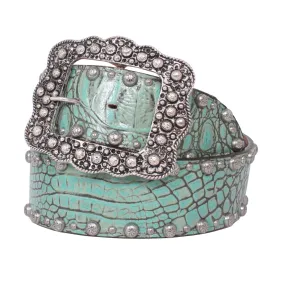 B288 - Turquoise Gator Print Belt