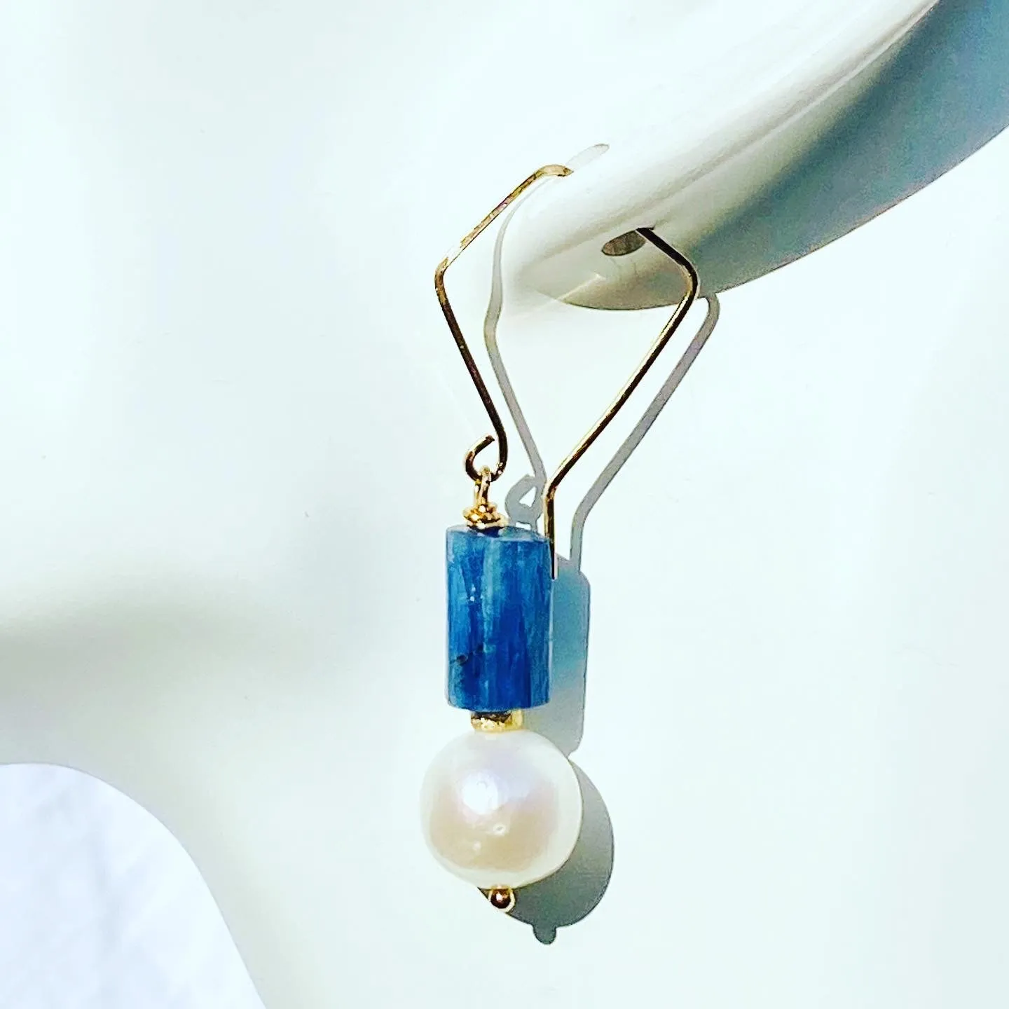 Baroque Pearl & Kyanite Drop Earrings