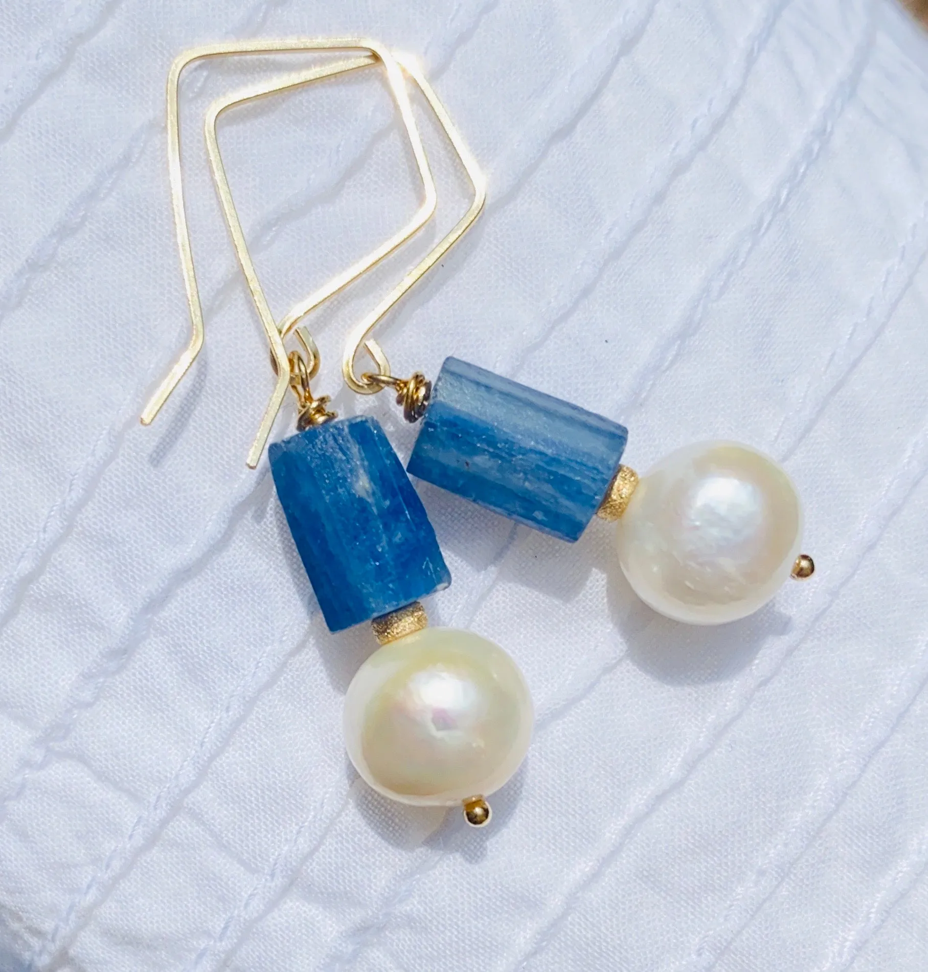 Baroque Pearl & Kyanite Drop Earrings