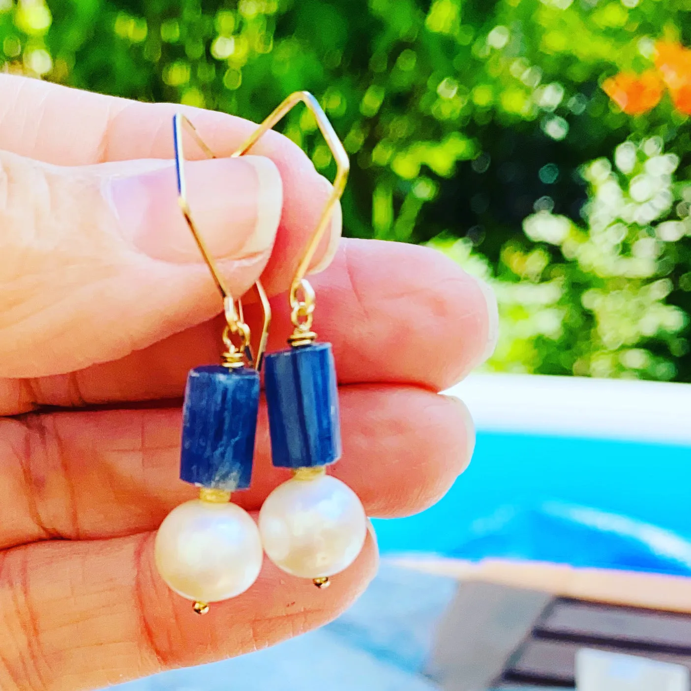 Baroque Pearl & Kyanite Drop Earrings