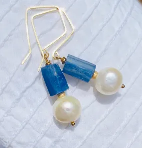 Baroque Pearl & Kyanite Drop Earrings