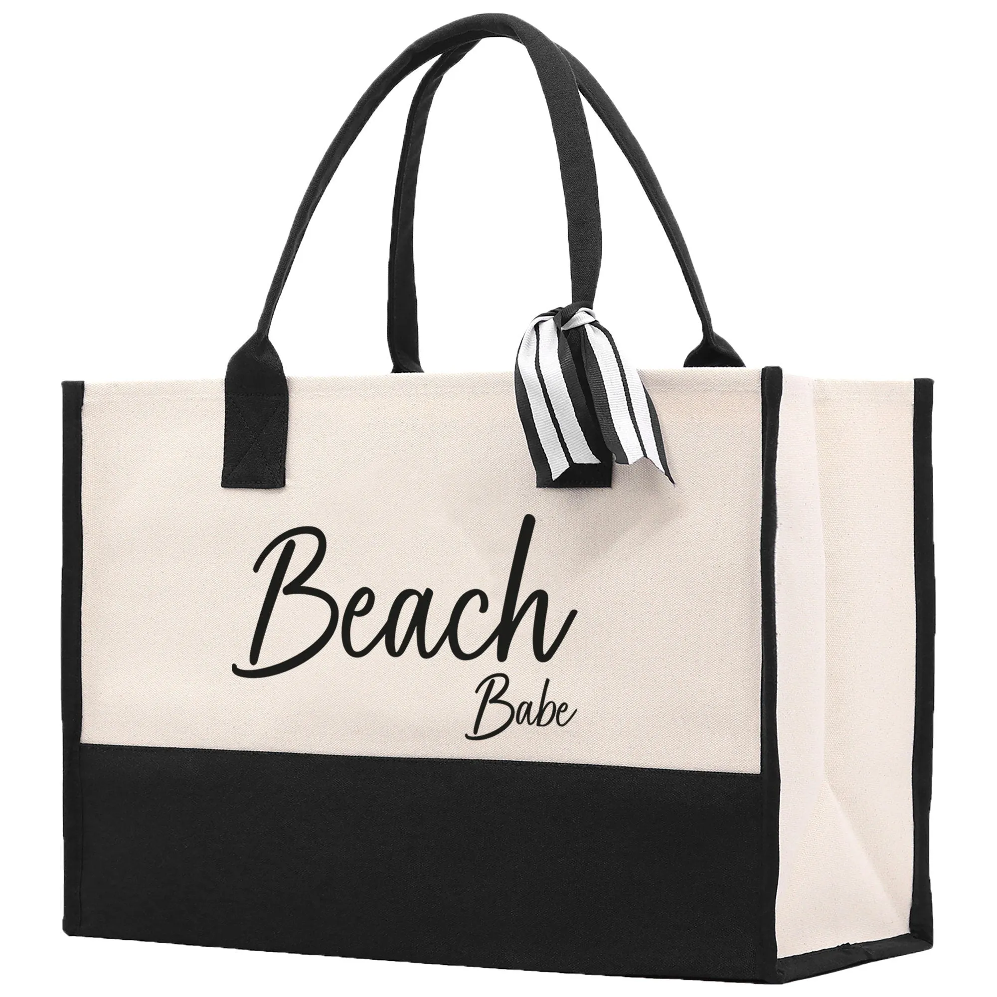 Beach Babe Canvas Tote Bag Birthday Gift for Her Weekender Tote Bag Beach Tote Bag Large Beach Tote Bag