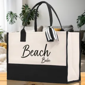 Beach Babe Canvas Tote Bag Birthday Gift for Her Weekender Tote Bag Beach Tote Bag Large Beach Tote Bag