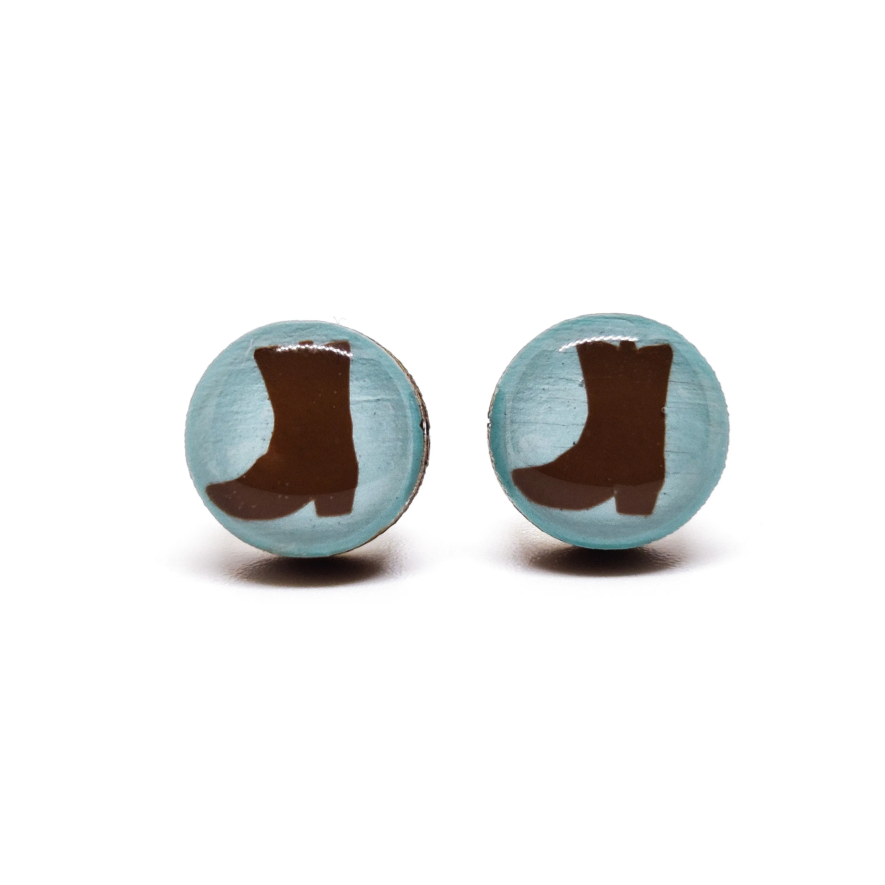 Brown Cowgirl Boots Stud Earrings by Candi Cove Designs