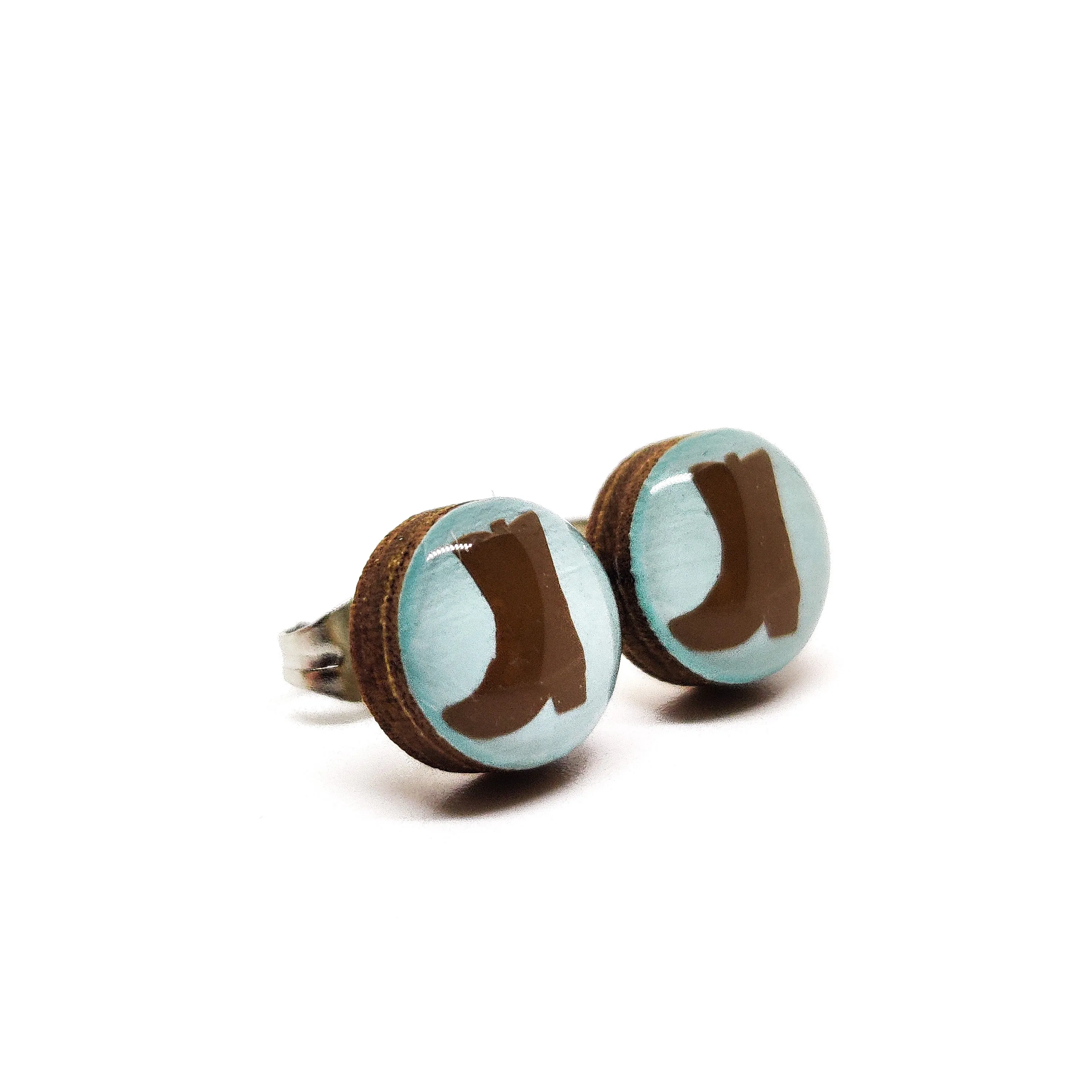 Brown Cowgirl Boots Stud Earrings by Candi Cove Designs