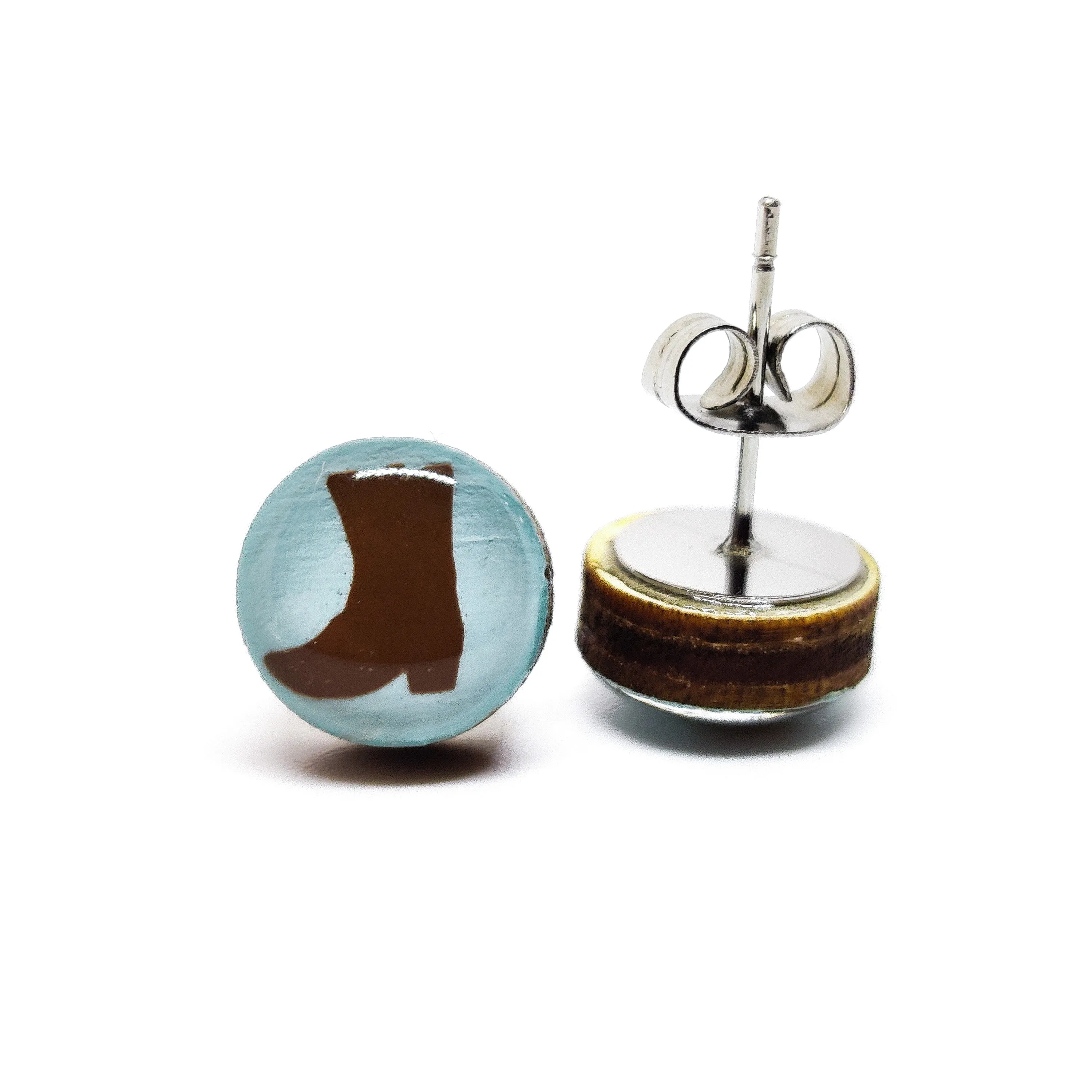 Brown Cowgirl Boots Stud Earrings by Candi Cove Designs