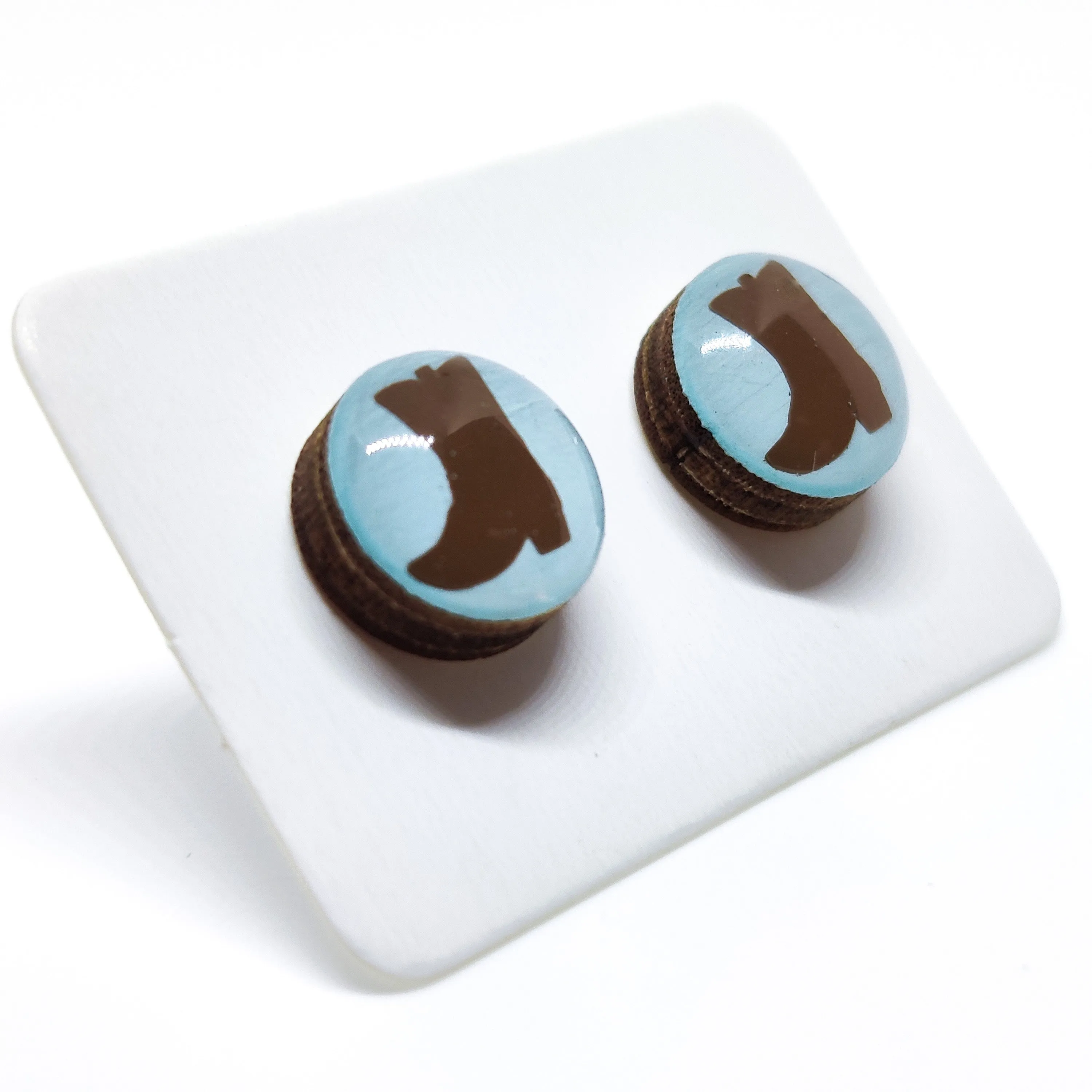Brown Cowgirl Boots Stud Earrings by Candi Cove Designs