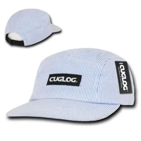 Cuglog Seersucker 5 Panel Racer Caps Stripped Strap back Hats Caps