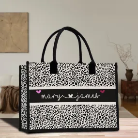Custom Name Cotton Canvas Tote Bag Personalized Chic Pattern Tote Christmas Gift Bridesmaid Bag Premium Custom Tote Bag (PNTB1004)