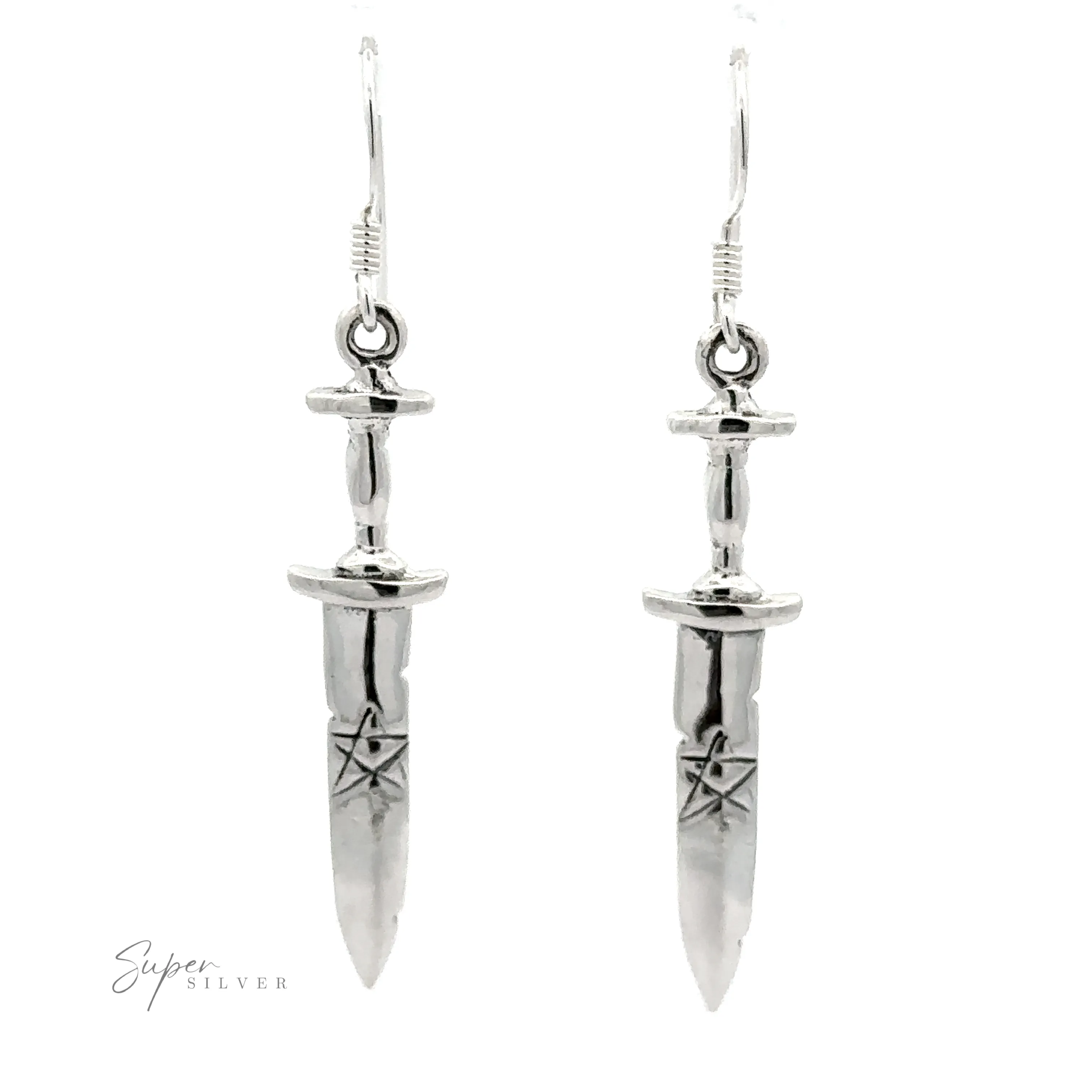 Dagger Earrings With Pentagram