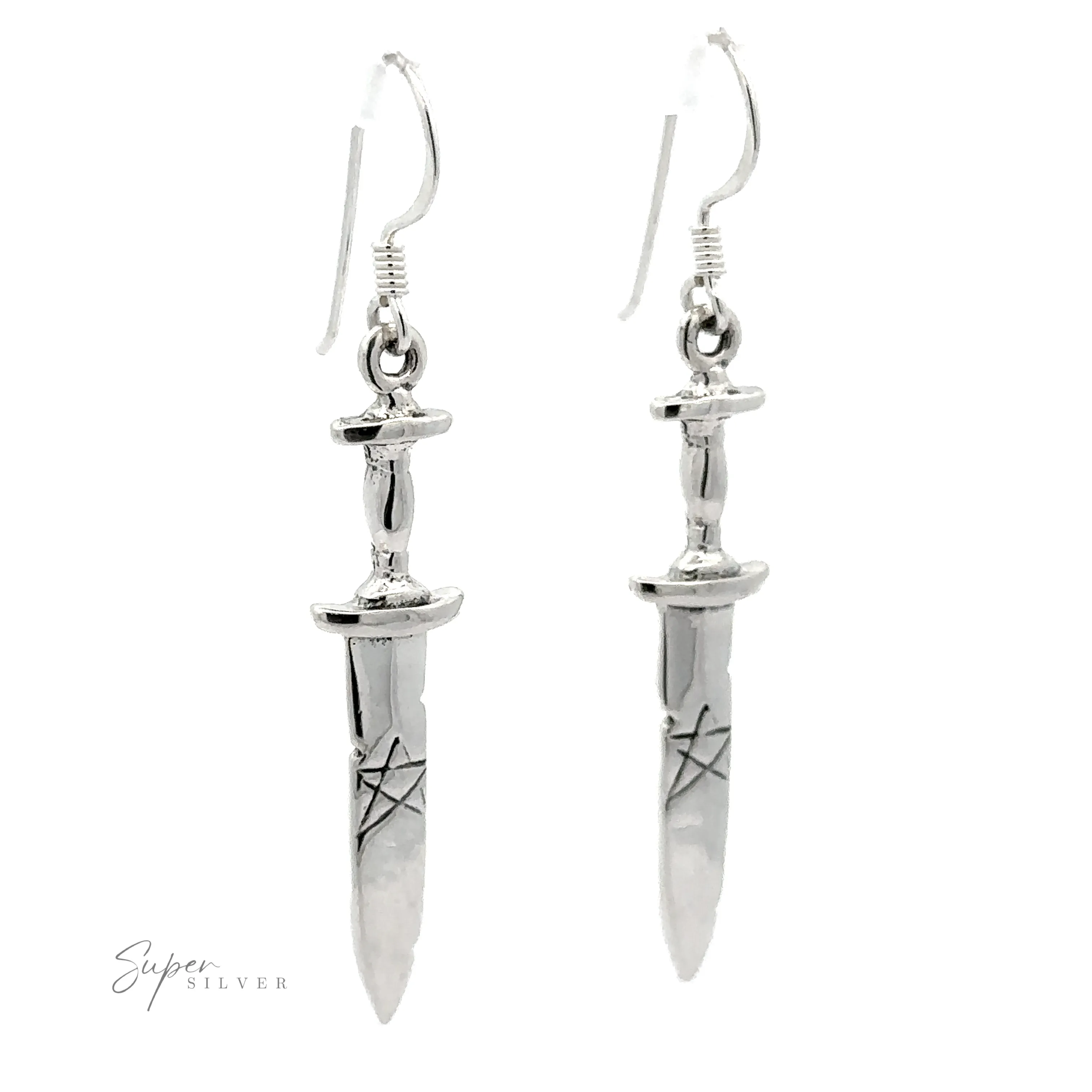 Dagger Earrings With Pentagram