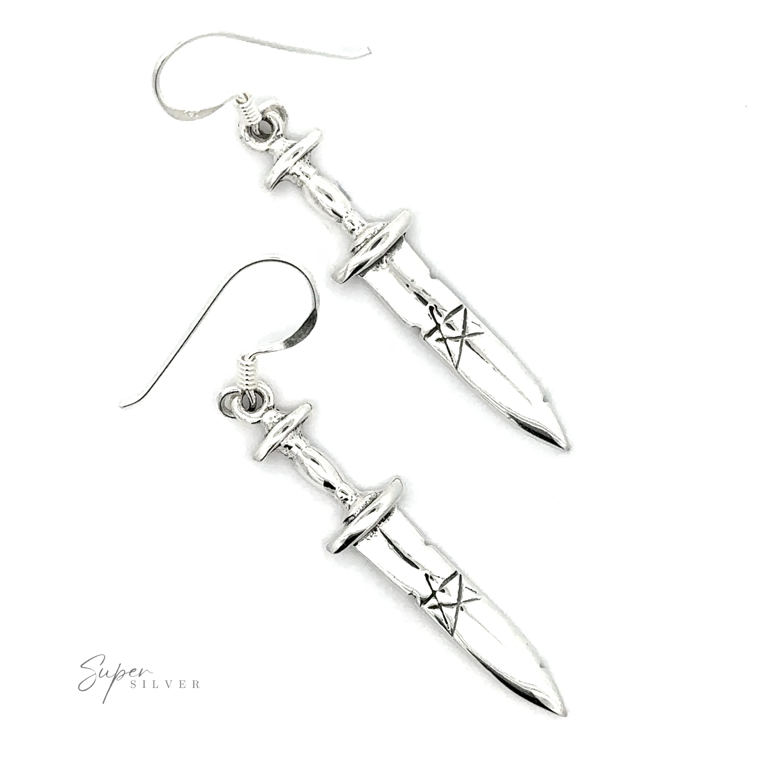Dagger Earrings With Pentagram