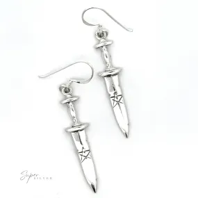 Dagger Earrings With Pentagram