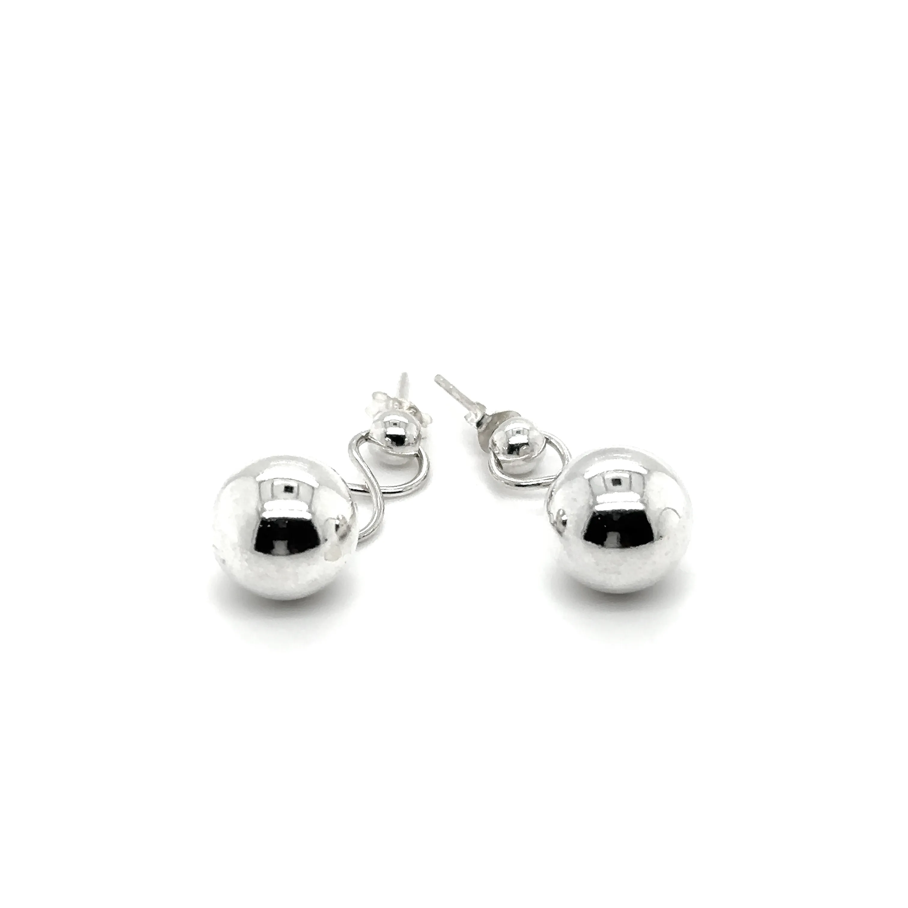 Dangly Silver Ball Earring