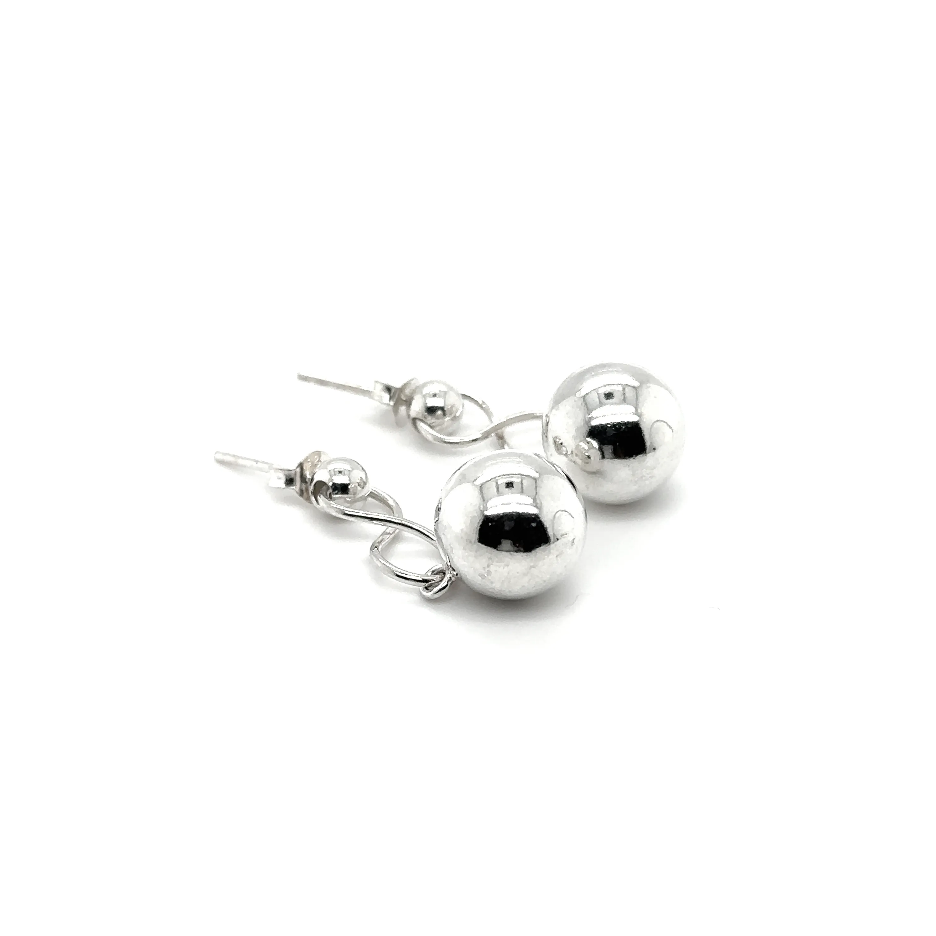 Dangly Silver Ball Earring