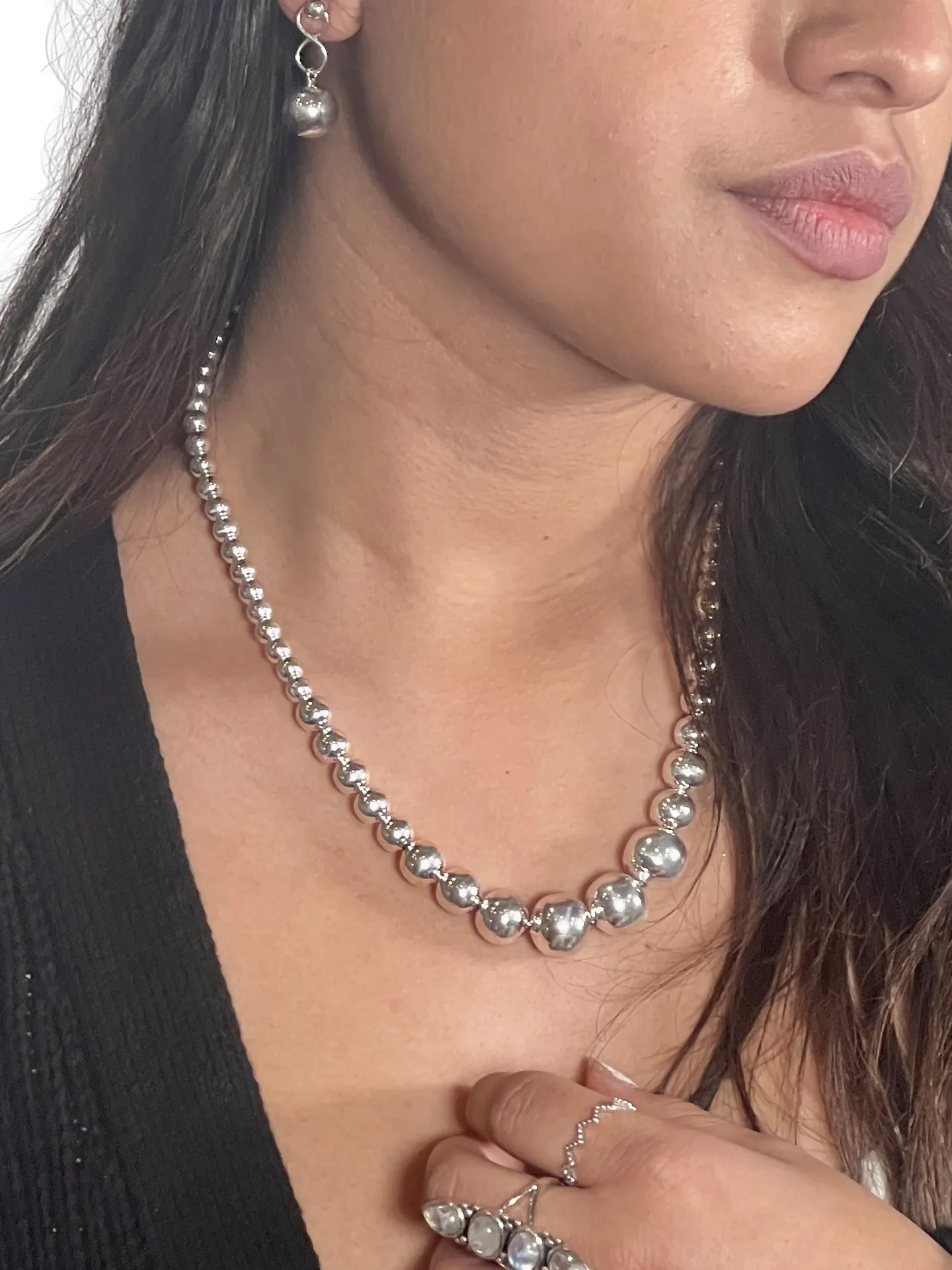 Dangly Silver Ball Earring