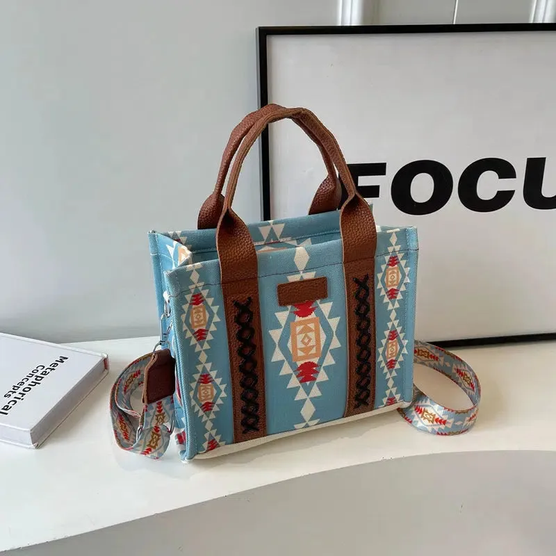 Ethnic Pattern Adjustable Strap Tote Bag