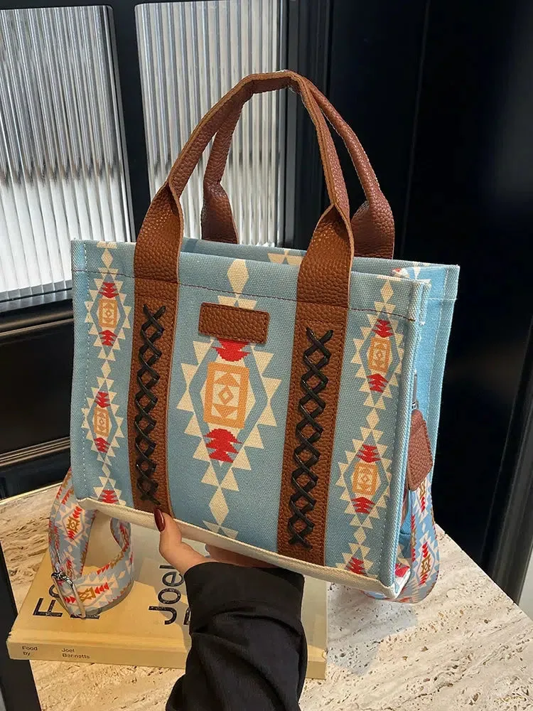 Ethnic Pattern Adjustable Strap Tote Bag