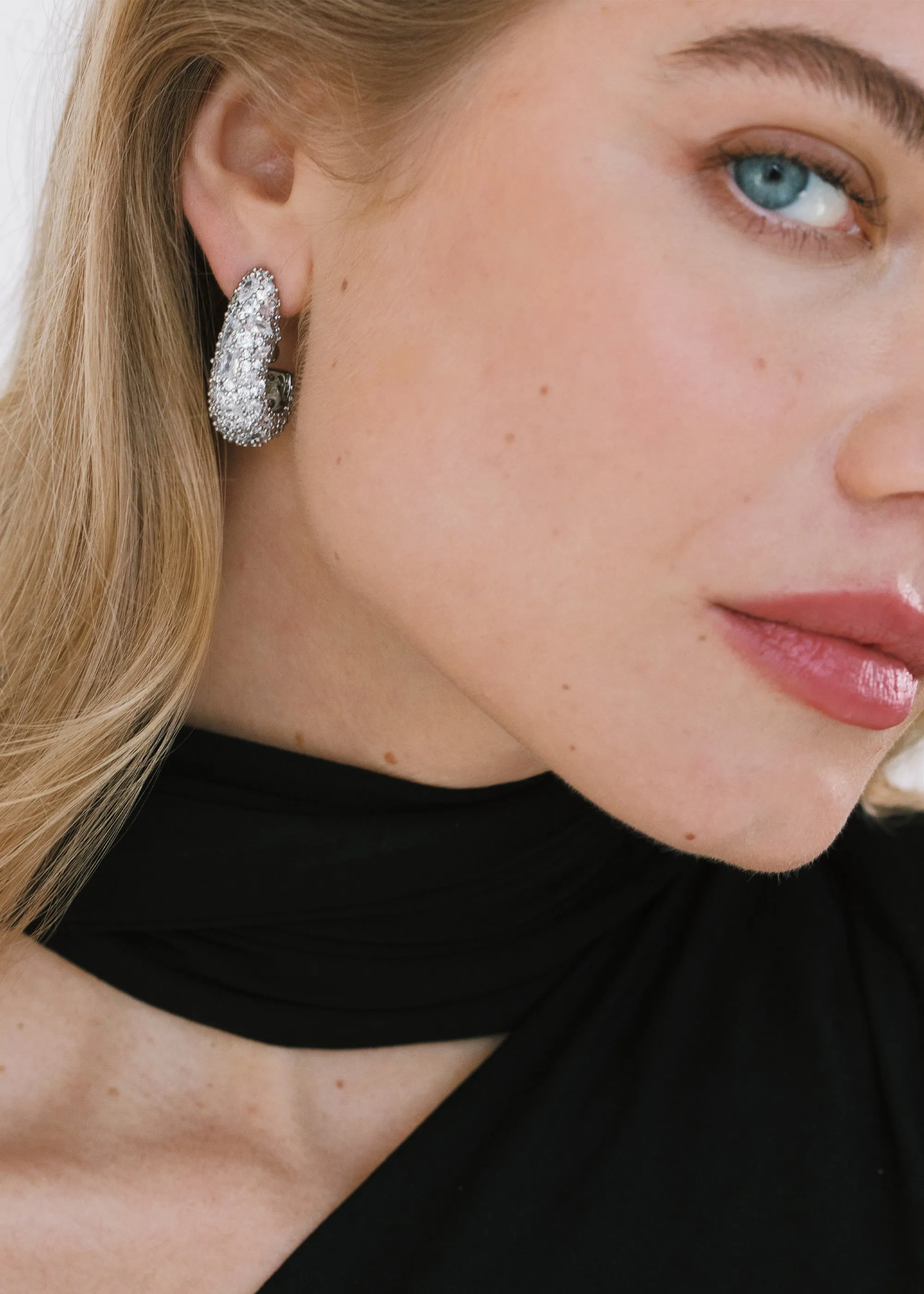 Etta Hoop Earrings -- Crystal