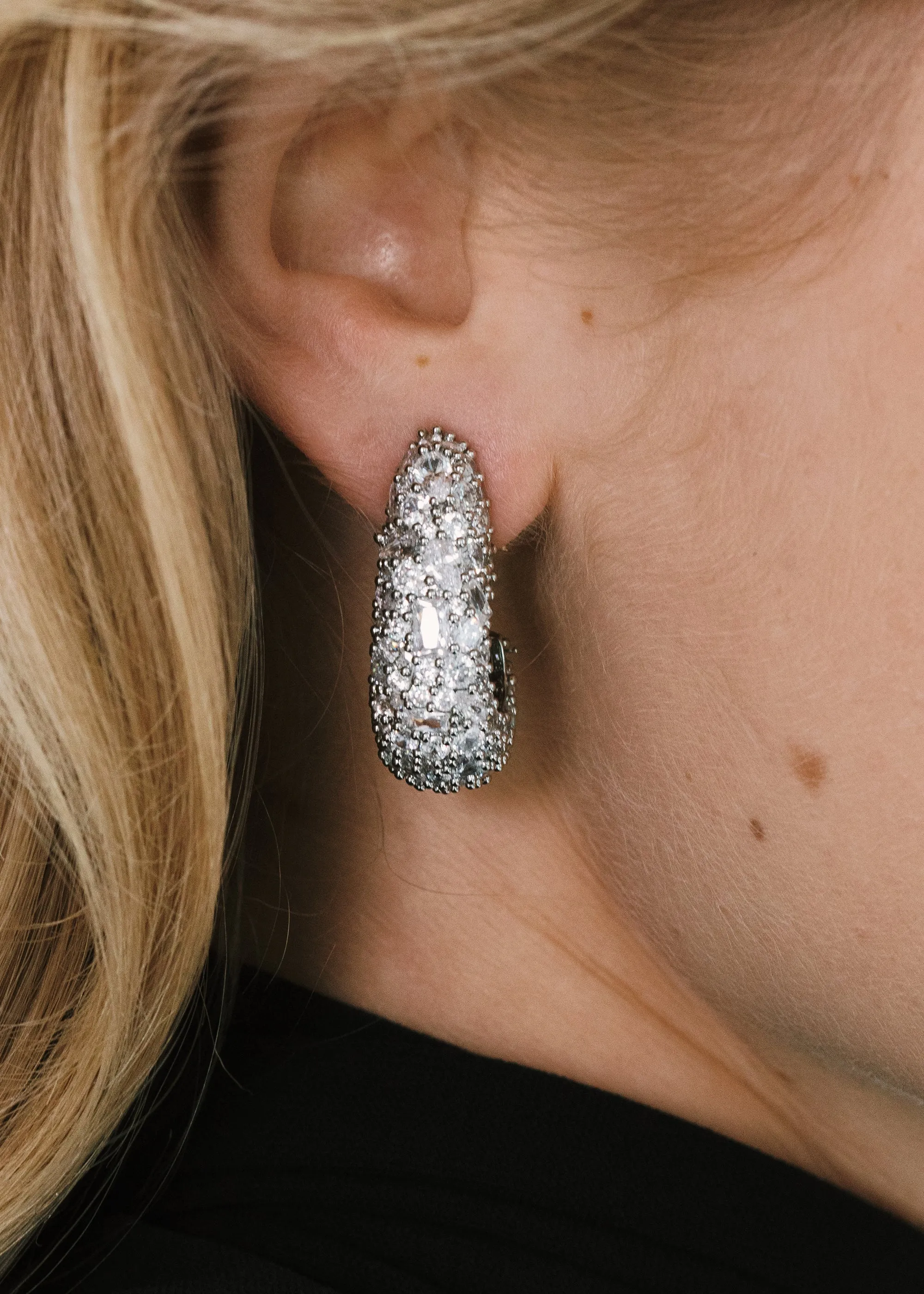 Etta Hoop Earrings -- Crystal
