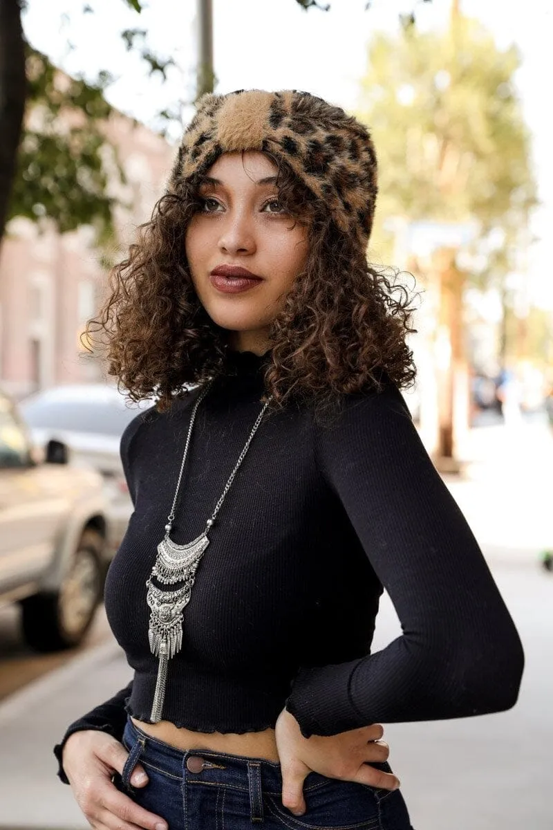 Faux Leopard Head Wrap