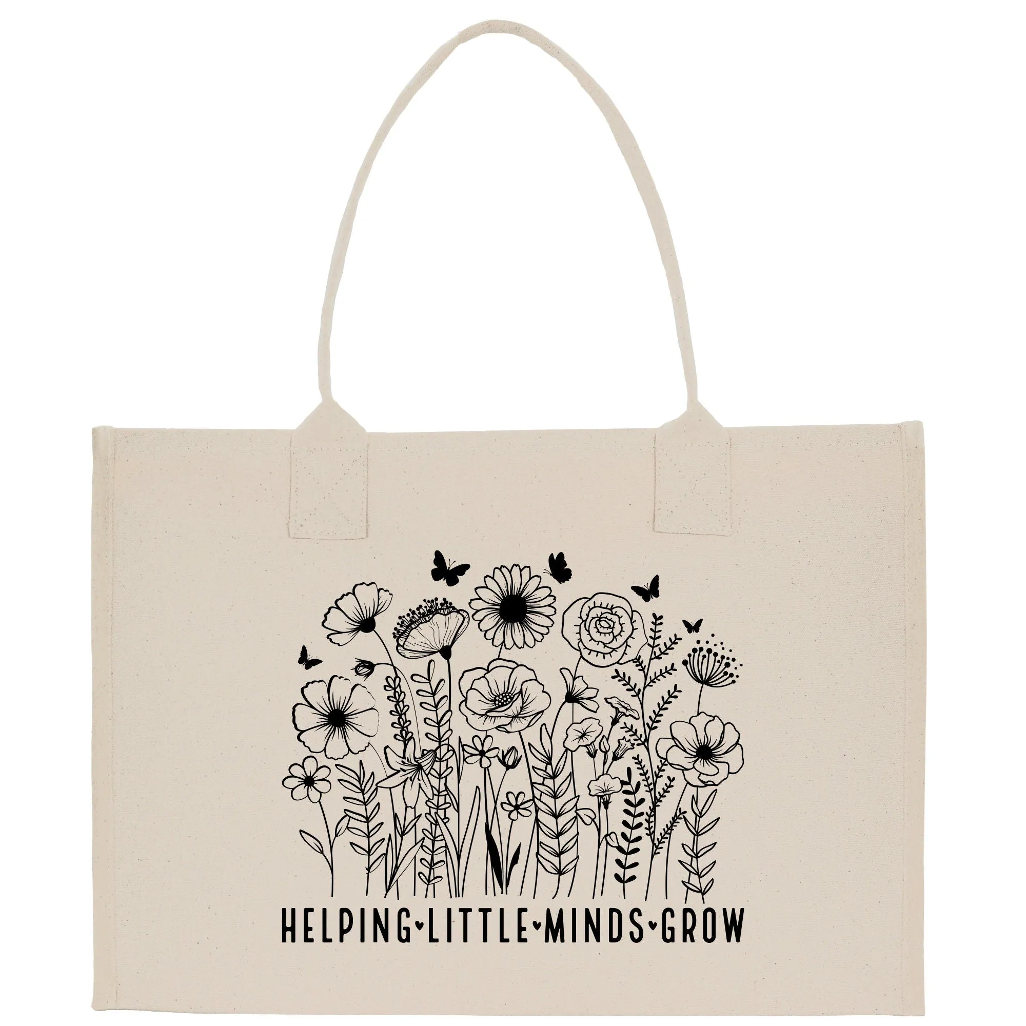Floral Helping Little Minds Grow Teacher Cotton Canvas Tote Bag Gift for Teachers Teacher Life Tote Bag Teacher Appreciation Gift Bag