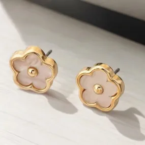 FLOWER STUD EARRINGS - WHITE