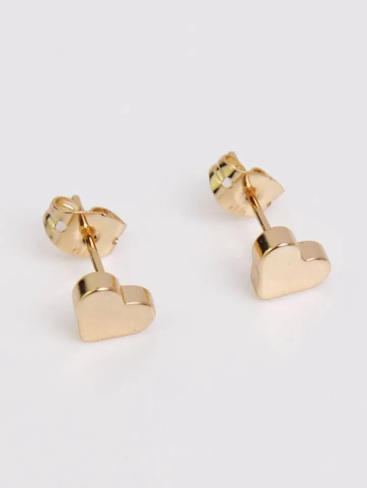 GOLD HEART STUD EARRINGS