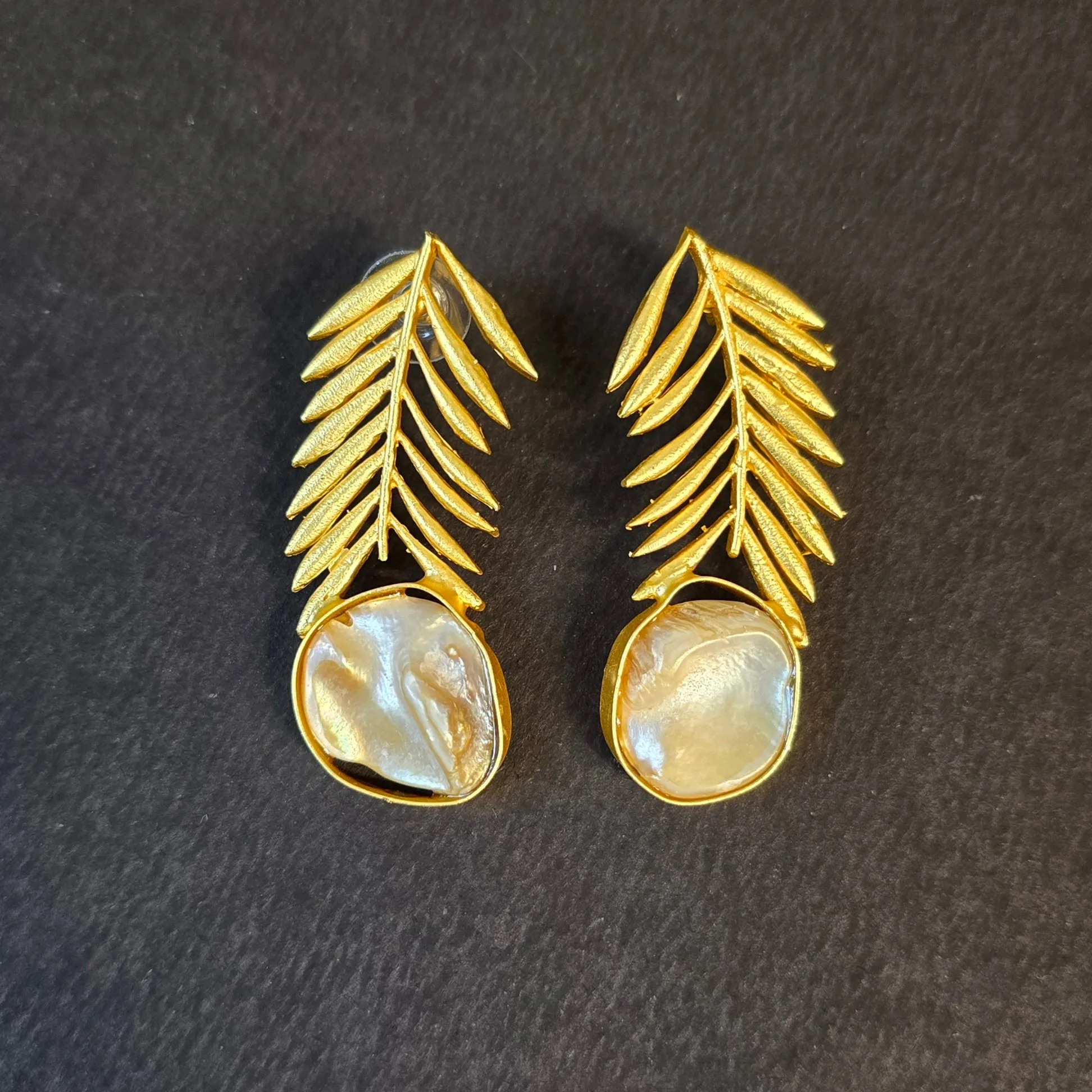 Golden leaf modern earrings