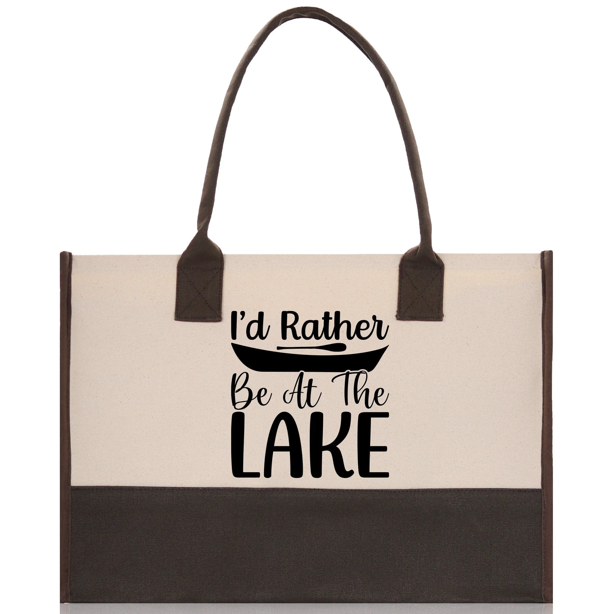 I'd Rather Be at the Lake Cotton Canvas Chic Tote Bag Camping Tote Lake Lover Gift Tote Bag Outdoor Tote Weekender Tote Laker Tote