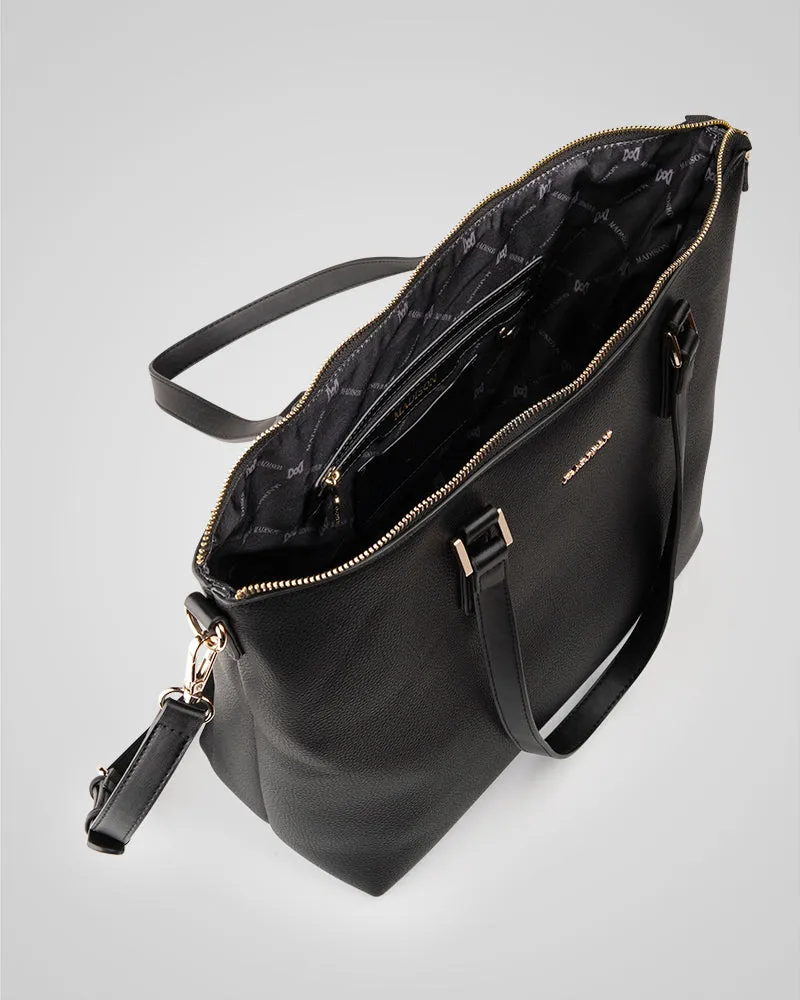 Inga Large Zip Top Tote Bag with Laptop Pocket   Leopard Bag Strap