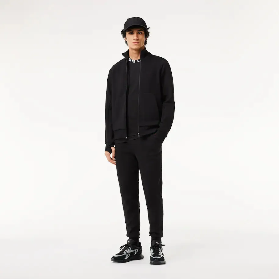 LACOSTE MEN’S HIGH-NECK COTTON BLEND ZIP-UP SWEATSHIRT BLACK
