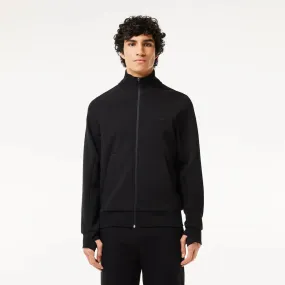 LACOSTE MEN’S HIGH-NECK COTTON BLEND ZIP-UP SWEATSHIRT BLACK