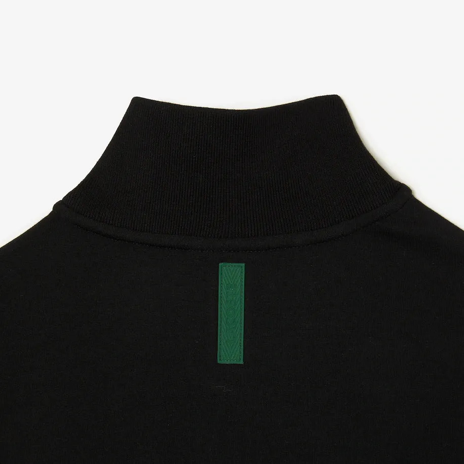LACOSTE MEN’S HIGH-NECK COTTON BLEND ZIP-UP SWEATSHIRT BLACK