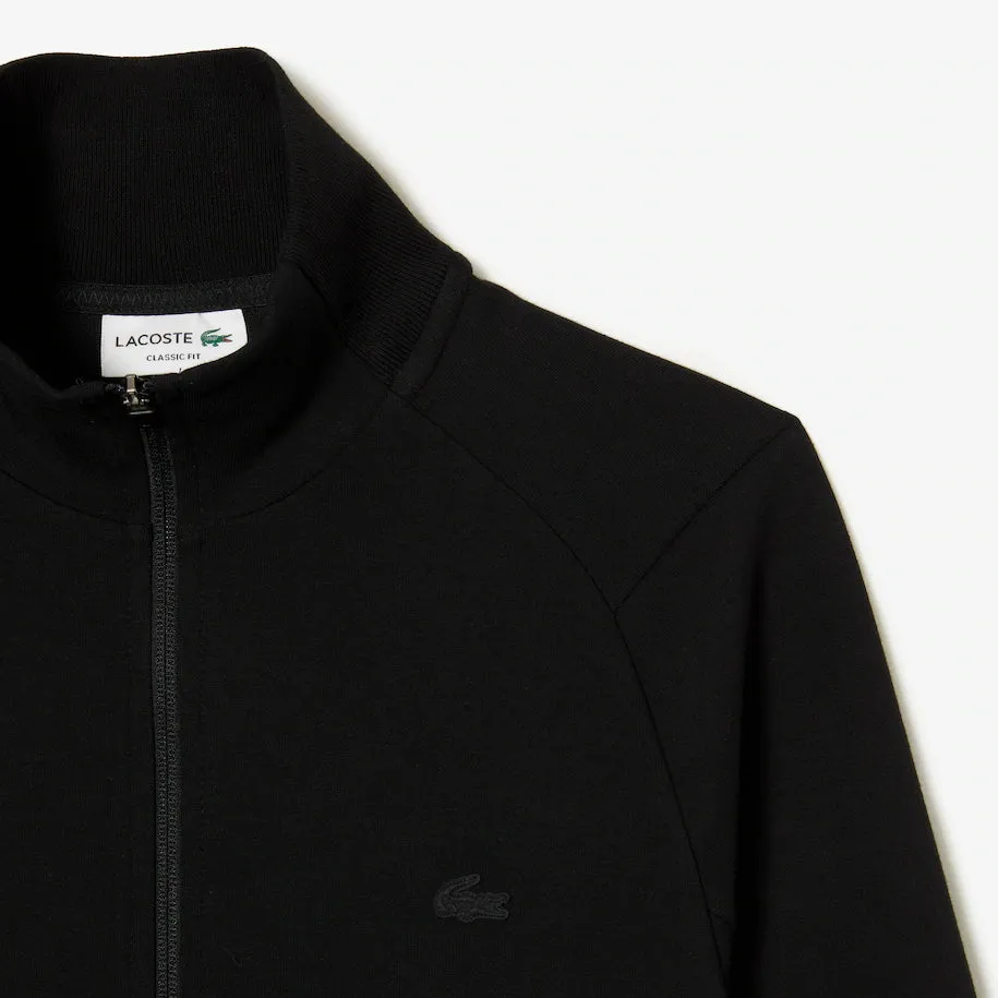 LACOSTE MEN’S HIGH-NECK COTTON BLEND ZIP-UP SWEATSHIRT BLACK