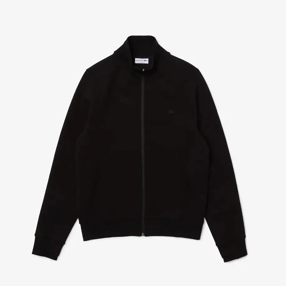 LACOSTE MEN’S HIGH-NECK COTTON BLEND ZIP-UP SWEATSHIRT BLACK