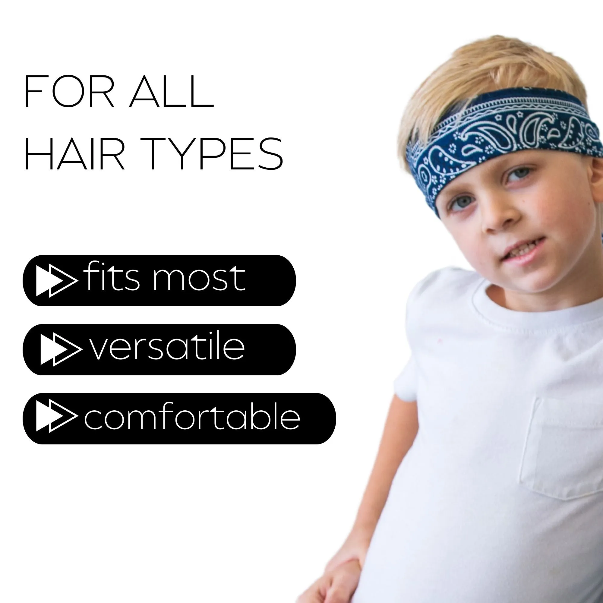 Navy Bandana Tie Headbands - 12 Pack