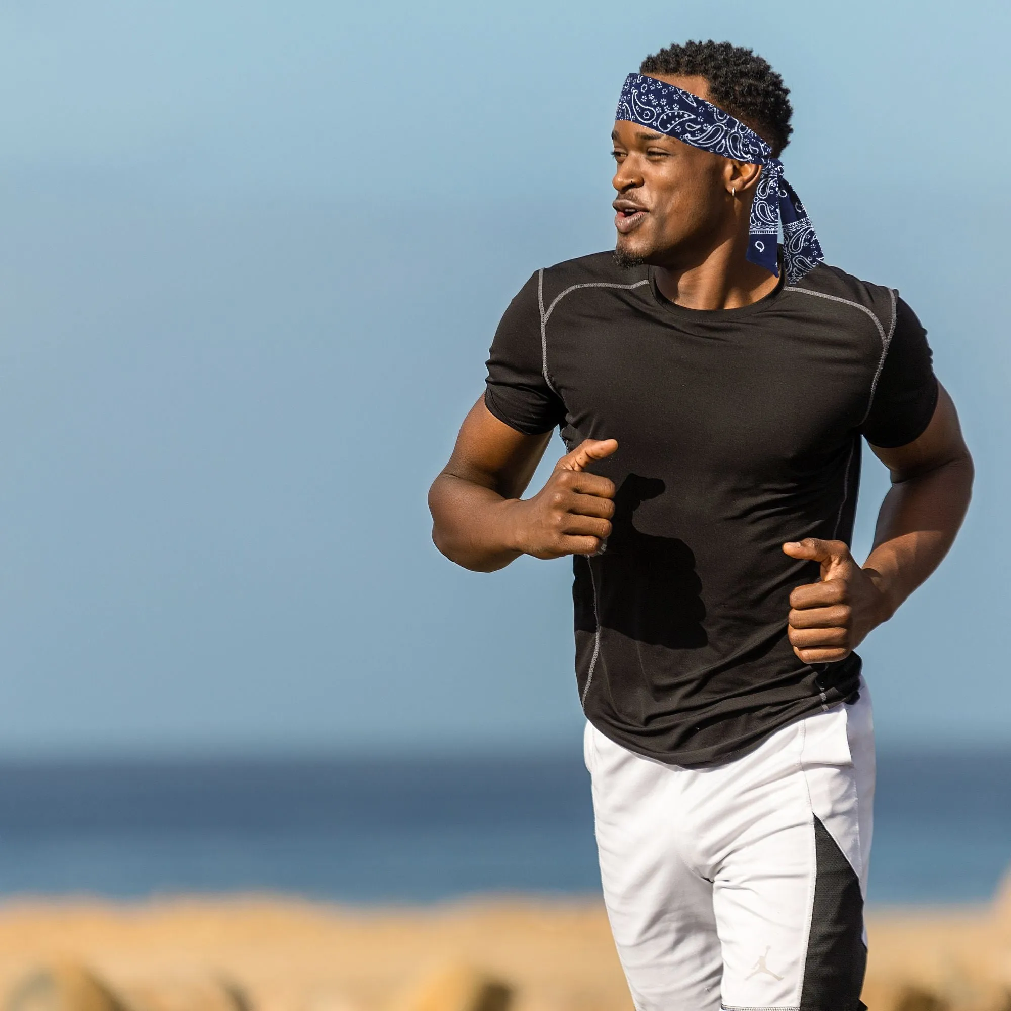 Navy Bandana Tie Headbands - 12 Pack