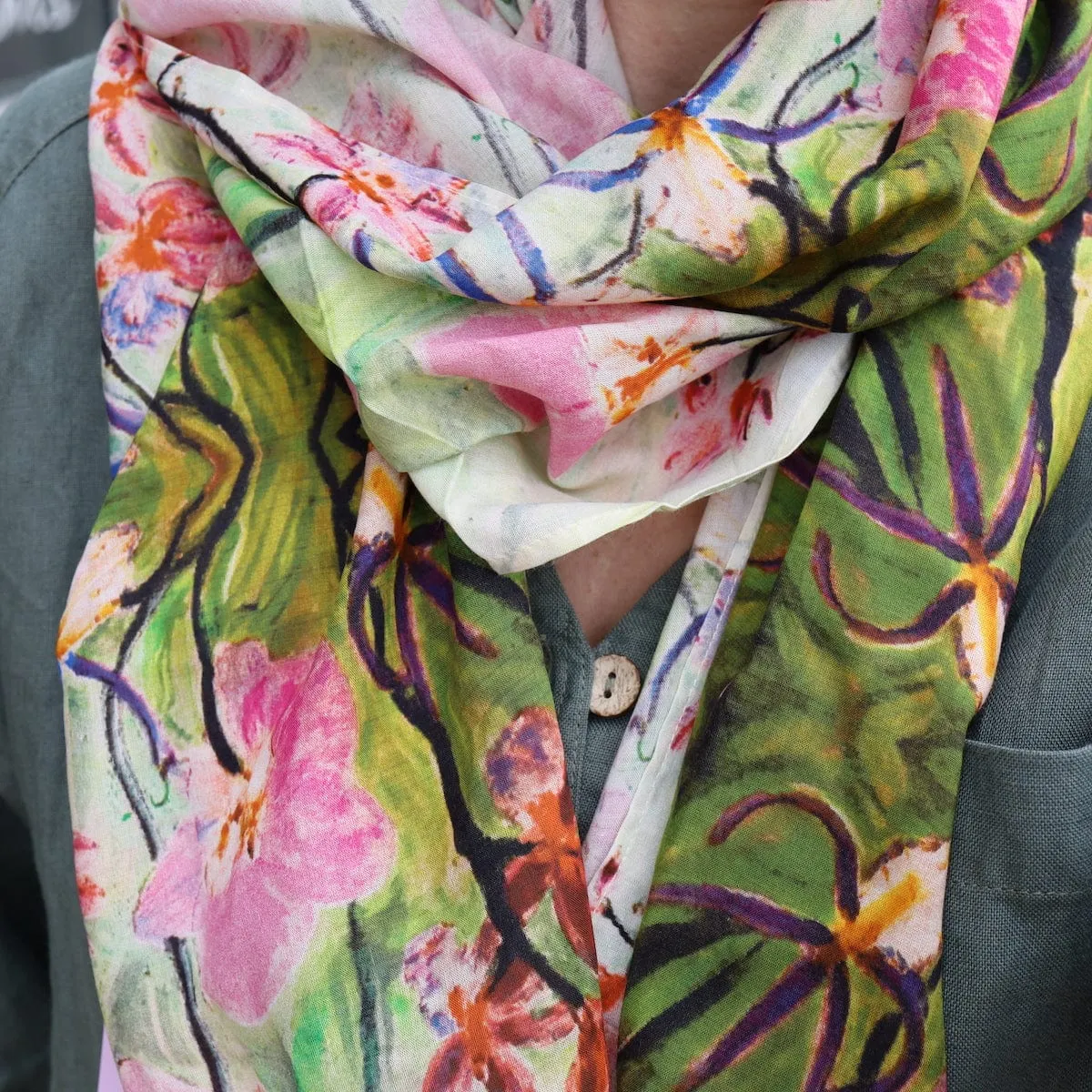 Orchid Sanctuary Cotton Scarf