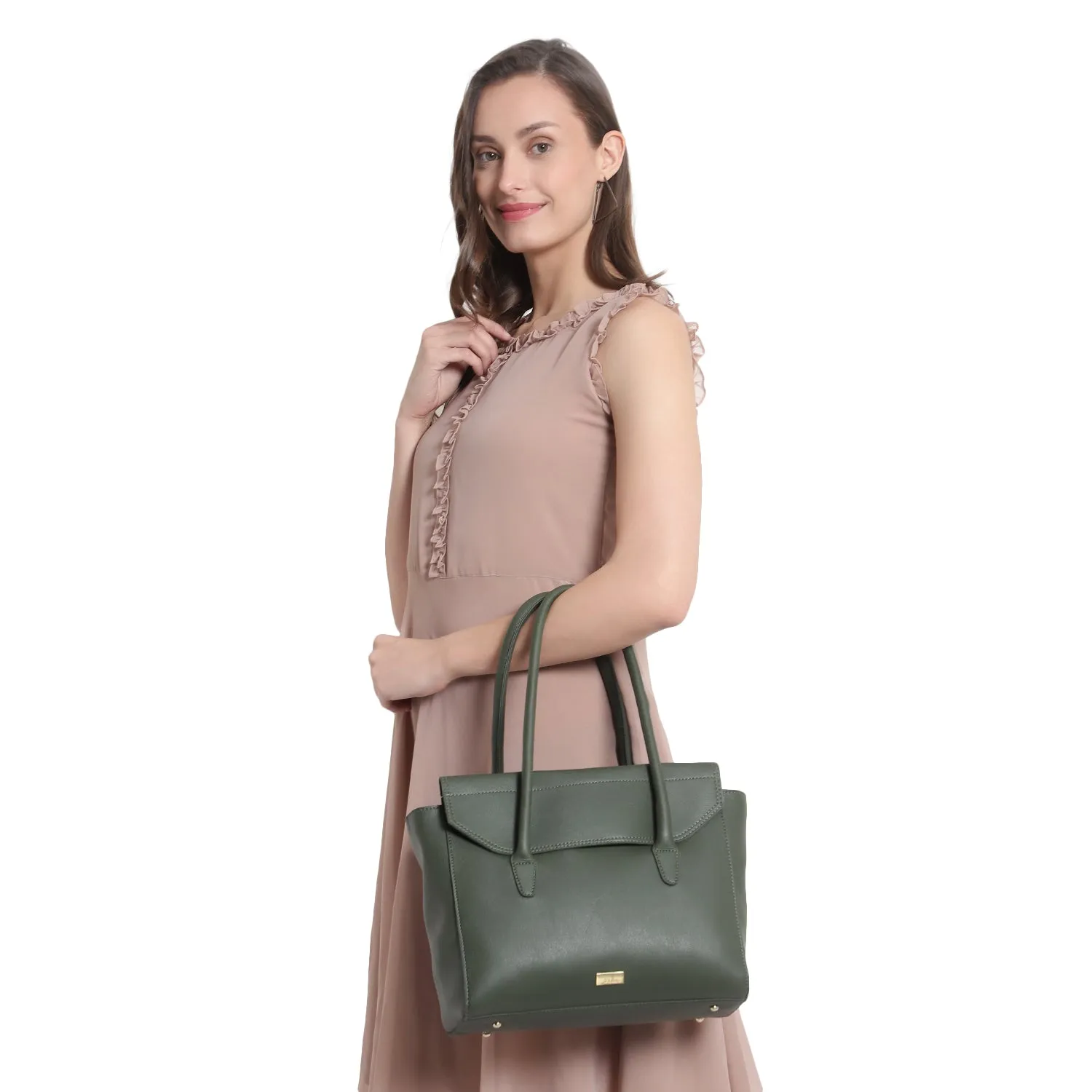 Oversized Green multi compartment tote Bag