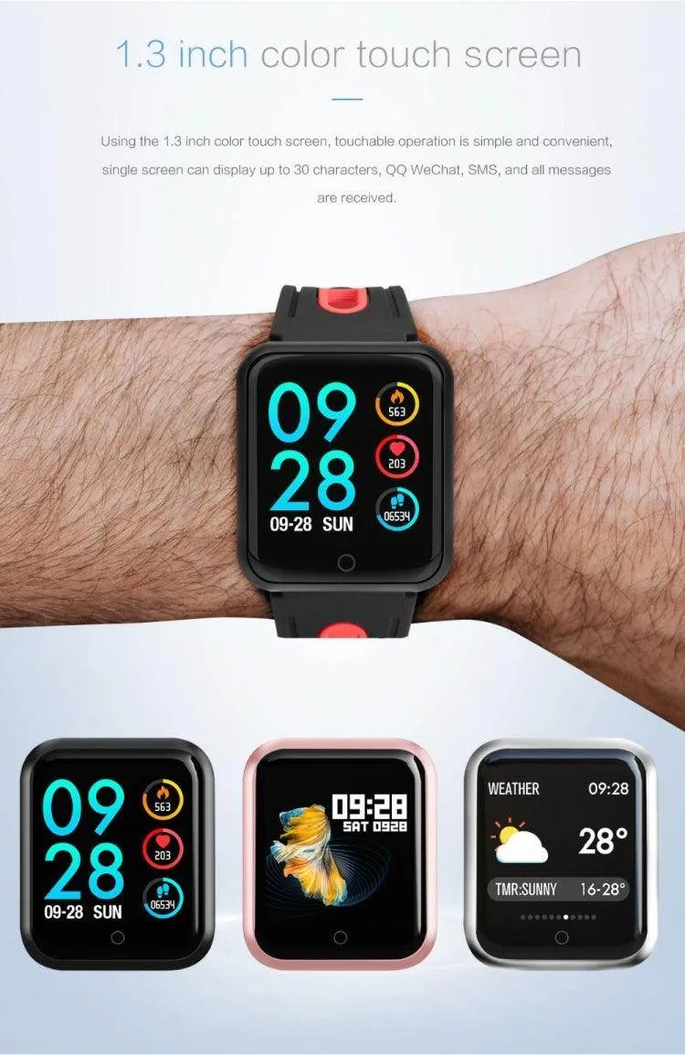 P68 Fitness Smartwatch with Heart Rate and Blood Pressure Monitoring for Xiaomi and Huawei Devices