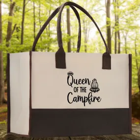Queen of the Campfire  Cotton Canvas Chic Tote Bag Camping Tote Camping Lover Gift Tote Bag Outdoor Tote Weekender Tote Camper Tote