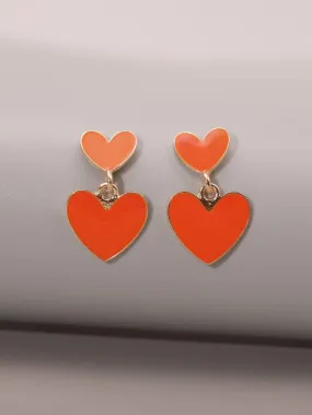 "HEART" DROP EARRINGS - ORANGE