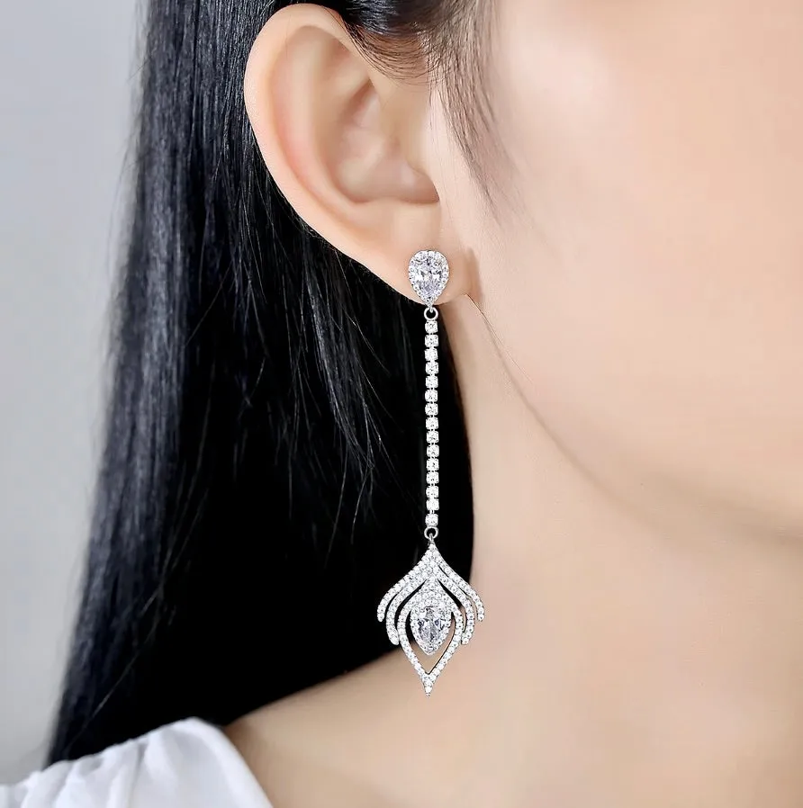 "Skylar" - Silver Cubic Zirconia Bridal Earrings