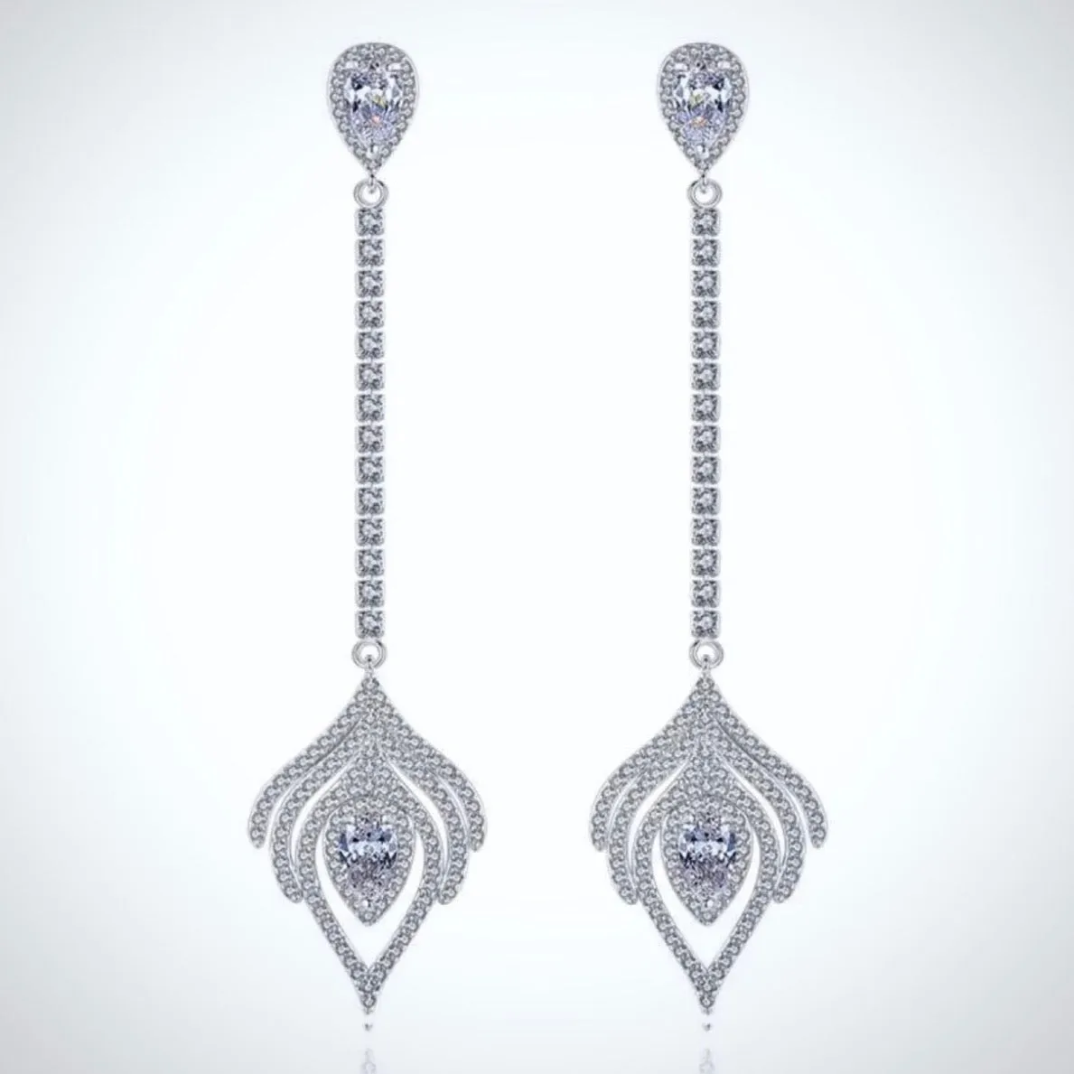 "Skylar" - Silver Cubic Zirconia Bridal Earrings